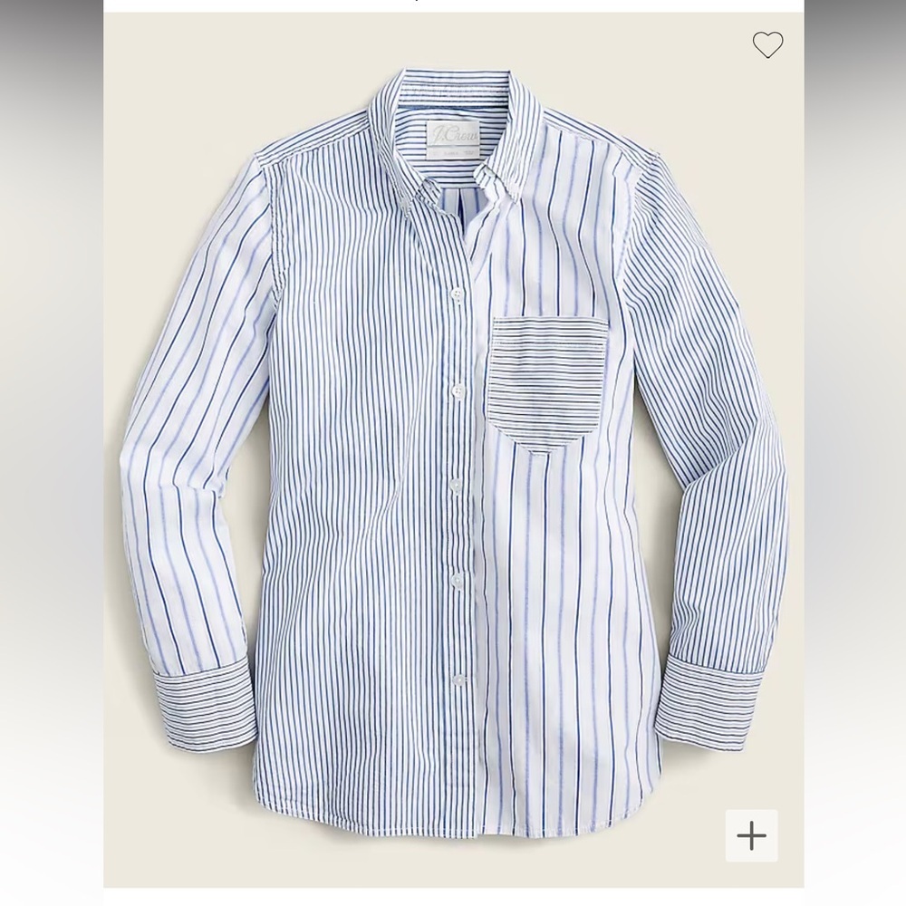 J.Crew NWOT classic fit washed cotton Poplin shirt in mixed stripe sz 16